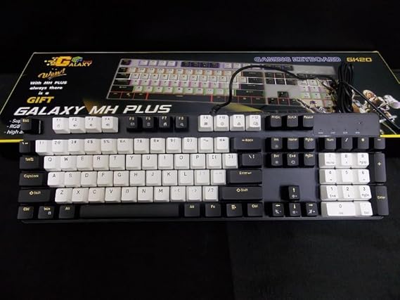 Gaming Keyboard - RGB Wired Meachanical Keyboard 104 Keys Black & White