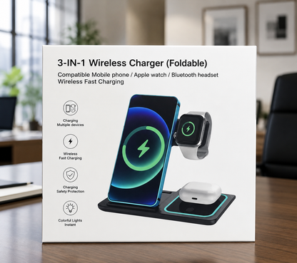 3 in 1 Wireless charger {Foldable)