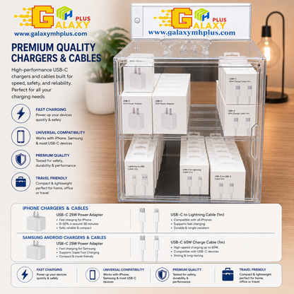 Galaxy MH Plus – 60-Piece USB-C Charging Accessories Display Box
