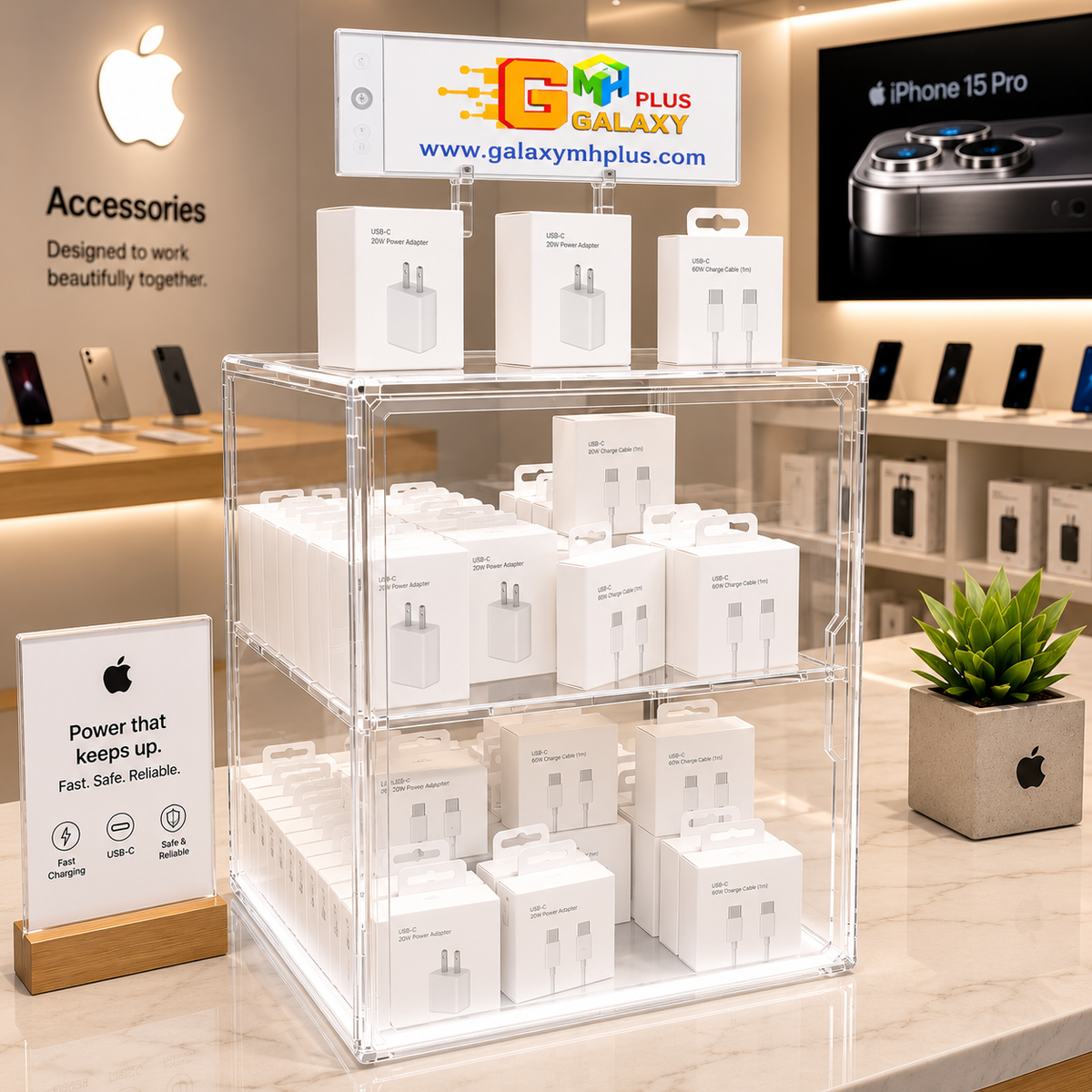 Galaxy MH Plus – 60-Piece USB-C Charging Accessories Display Box