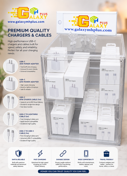 Galaxy MH Plus – 60-Piece USB-C Charging Accessories Display Box